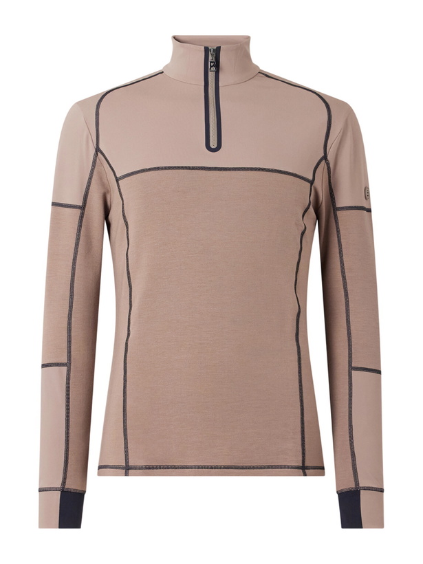 Photo: BOGNER - Marino Panelled Stretch-Jersey Half-Zip Ski Mid-Layer - Brown