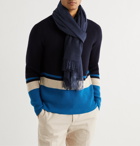 Loro Piana - Fringed Colour-Block Cashmere Scarf - Blue