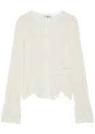 Erdem Scalloped Crochet Cotton Cardigan Ivory