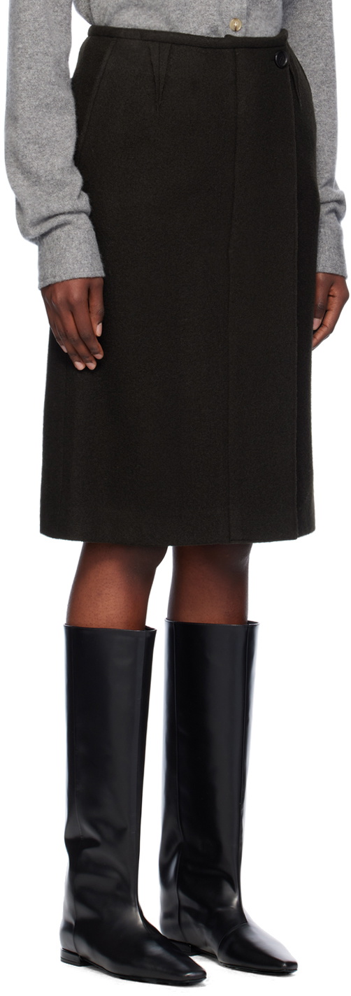 UMBER POSTPAST Brown Wool Felted Midi Skirt