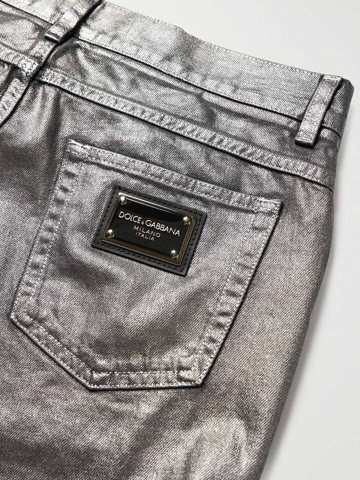 Metallic high-rise skinny jeans in silver - Dolce Gabbana