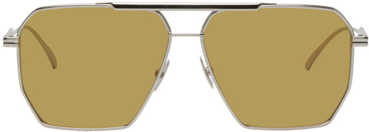 Photo: Bottega Veneta Silver Aviator Sunglasses