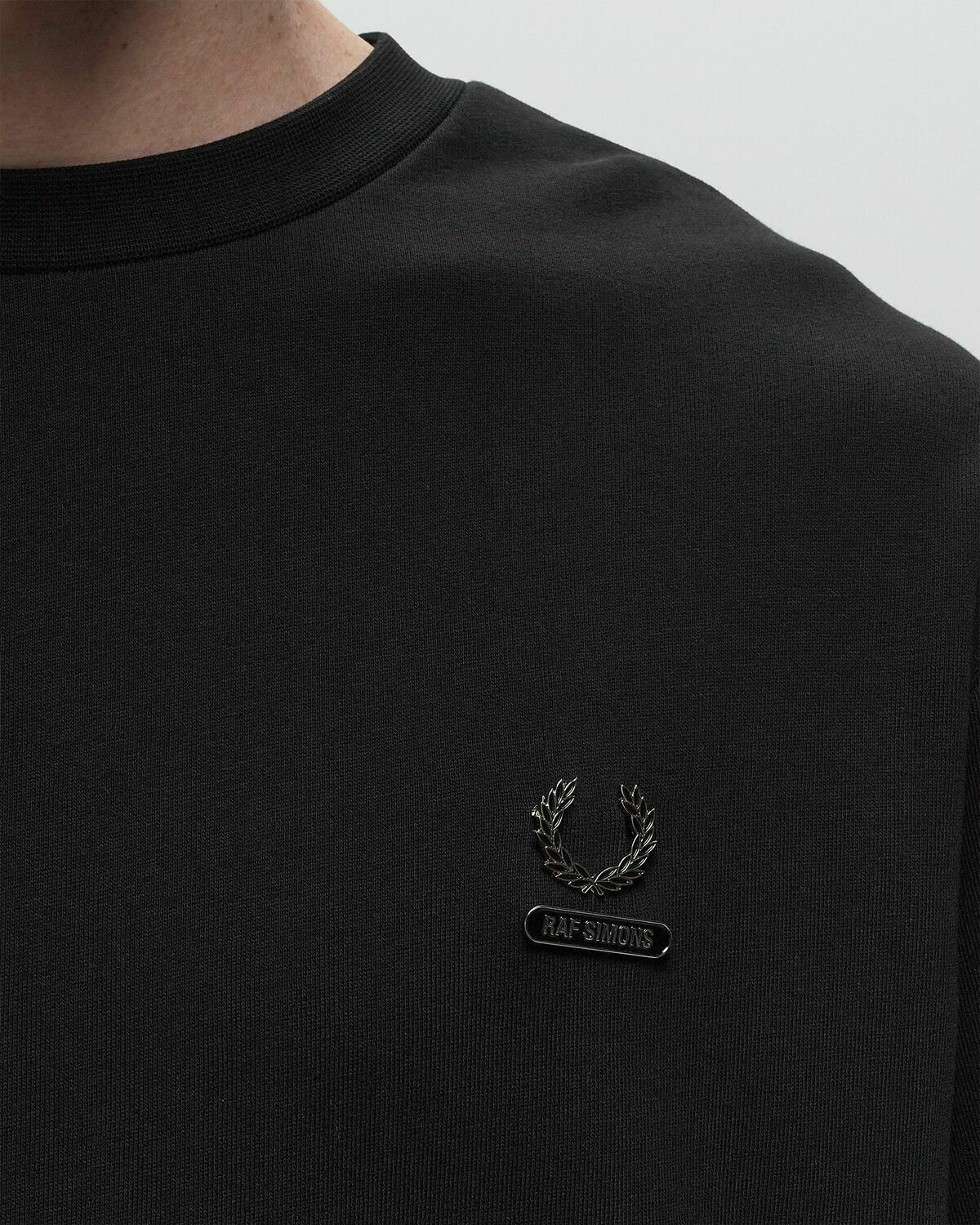 Fred Perry X Raf Simons Embroidered Sweatshirt Black Sweatshirts