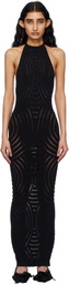 MISBHV Black Mesh Halter Maxi Dress