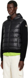 Moncler Black Padded Wool Zip-Up Jacket