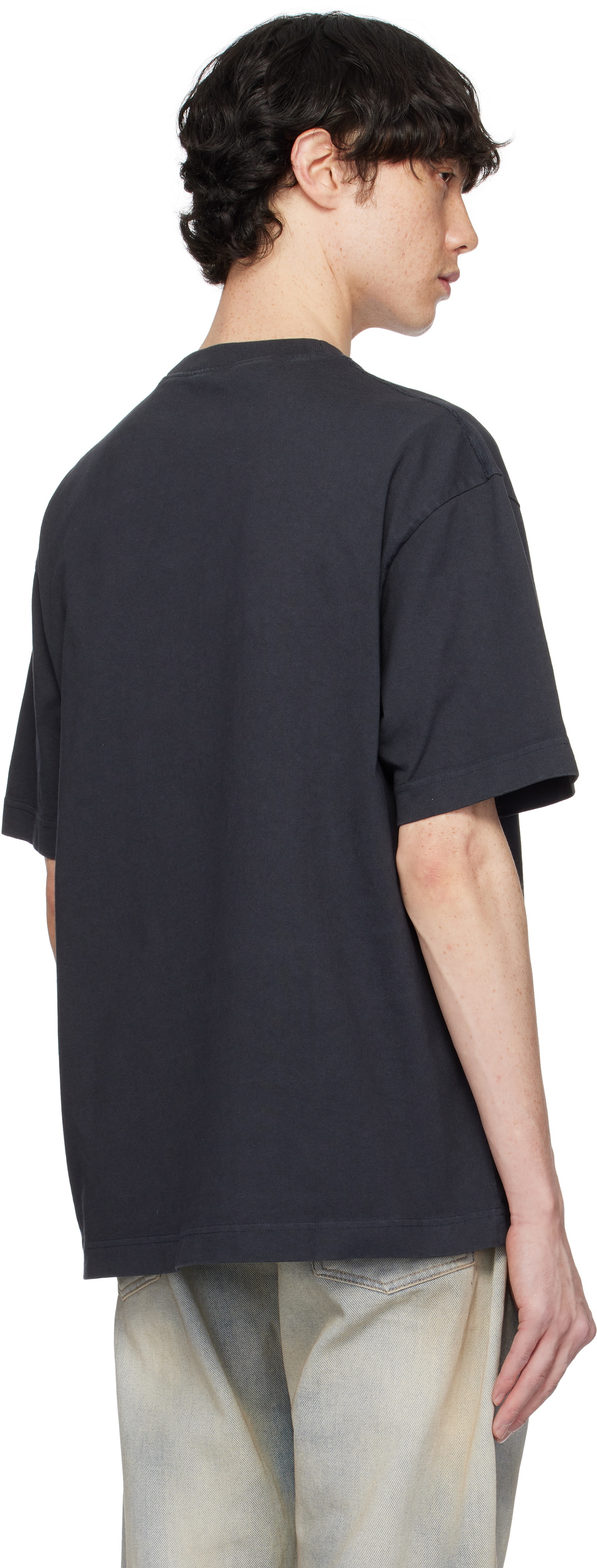 Acne Studios Black Relaxed Fit Stamp Logo T-shirt Acne Studios