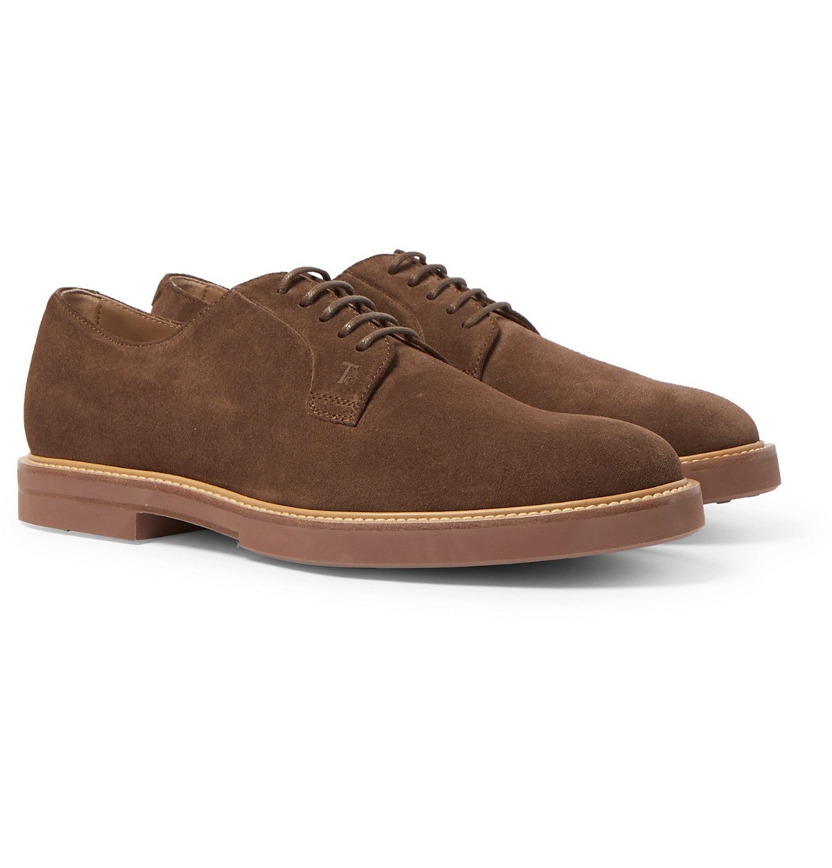 Photo: Tod's - Gommino Suede Derby Shoes - Brown