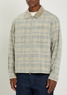 Represent Checked Corduroy-collar Flannel Overshirt Grey