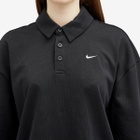 Nike Women's Essential Oversized Long-Sleeve Polo in Black/Sail