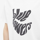 Blue Flowers Men's Wavy T-Shirt in White