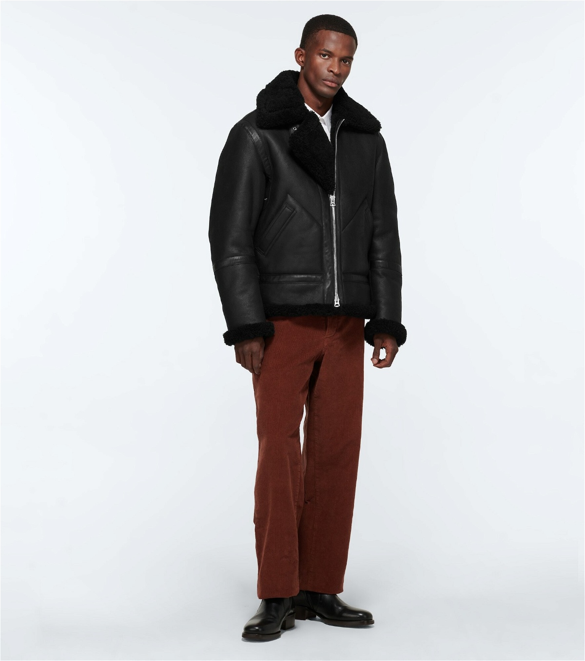 Acne Studios - Leather and shearling aviator jacket Acne Studios