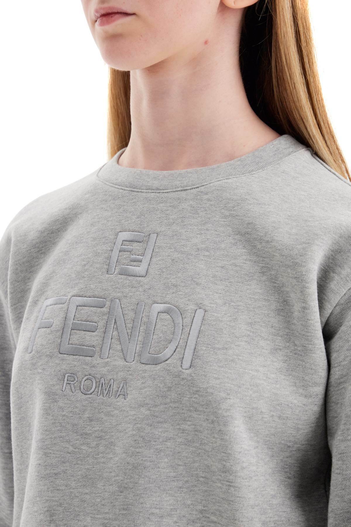 FENDI 'cropped sweatshirt with embroidered logo Grey Fendi