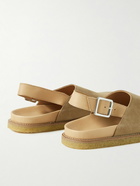 VINNY's - Leather-Trimmed Suede Mules - Neutrals