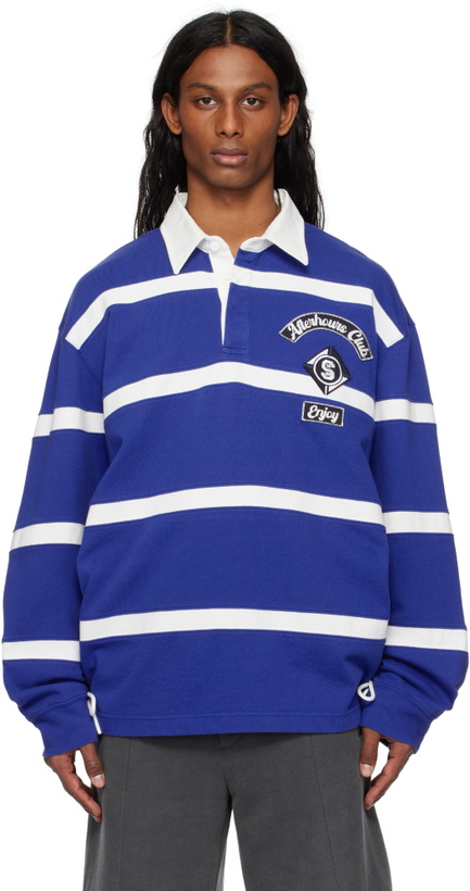 Photo: Solid Homme Navy & White Solid Applique Rugby Polo