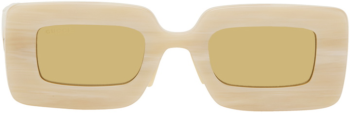 Photo: Gucci Beige Rectangular Sunglasses