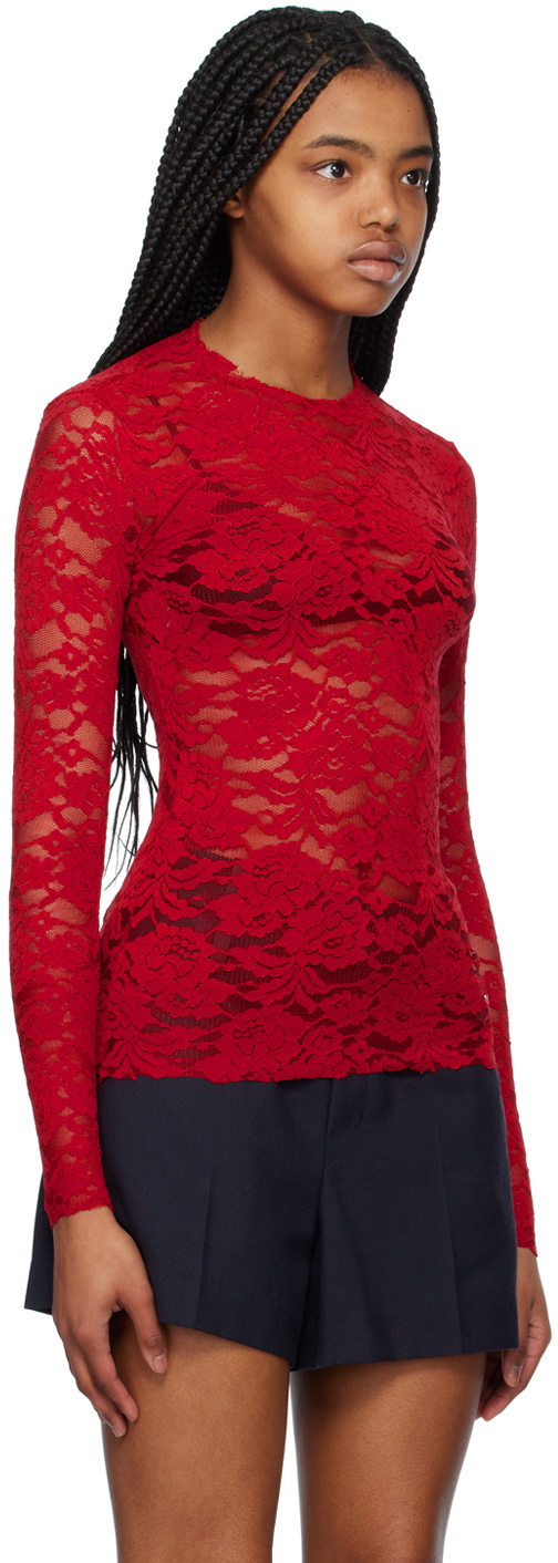 Red Crewneck T-Shirt with Quilted Effect main image 1