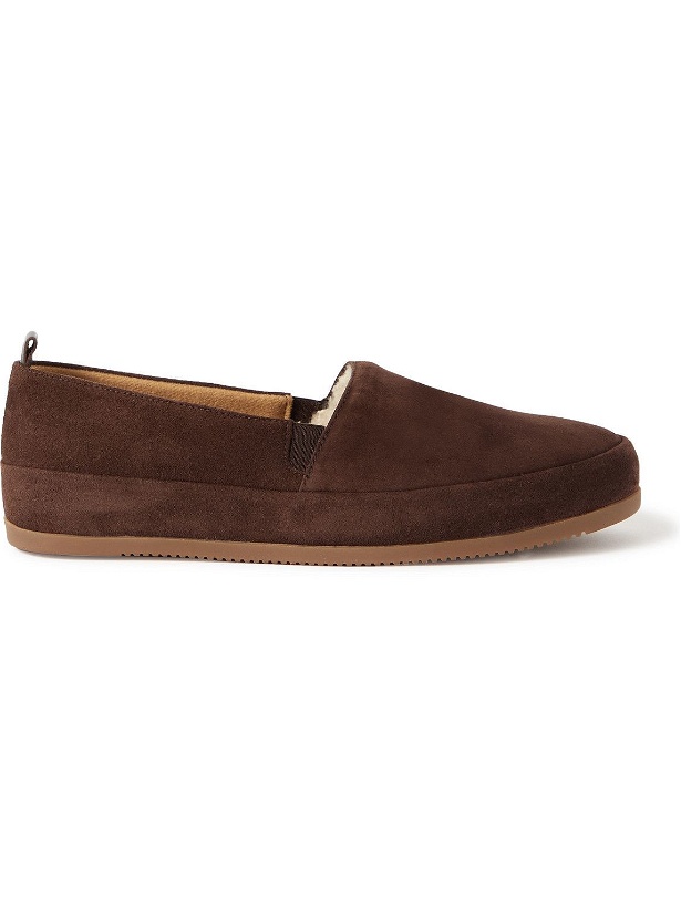 Photo: Mulo - Shearling-Lined Suede Slippers - Brown