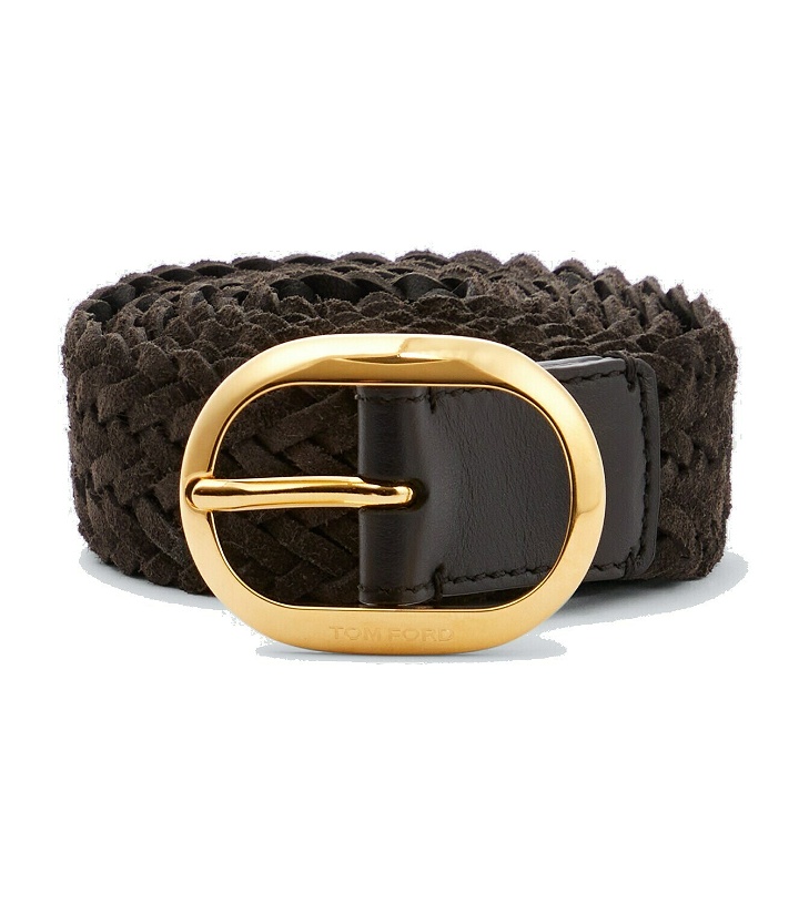 Photo: Tom Ford Woven suede oval buckle belt