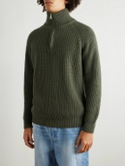 Ghiaia Cashmere - Ribbed Wool Half-Zip Sweater - Green