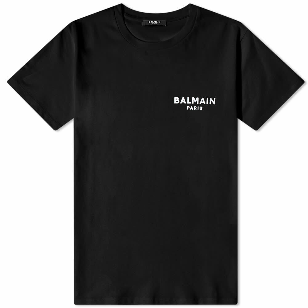 Balmain Women's Flock Logo T-Shirt in Black/White Balmain