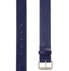 Off-White - 5cm Navy Logo-Debossed Leather Belt - Men - Navy