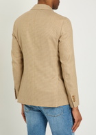 Lardini Houndstooth Wool and Cotton-blend Blazer Tan