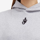 JW Anderson Women's Anchor Embroidery Cropped Hoodie in Grey Melange