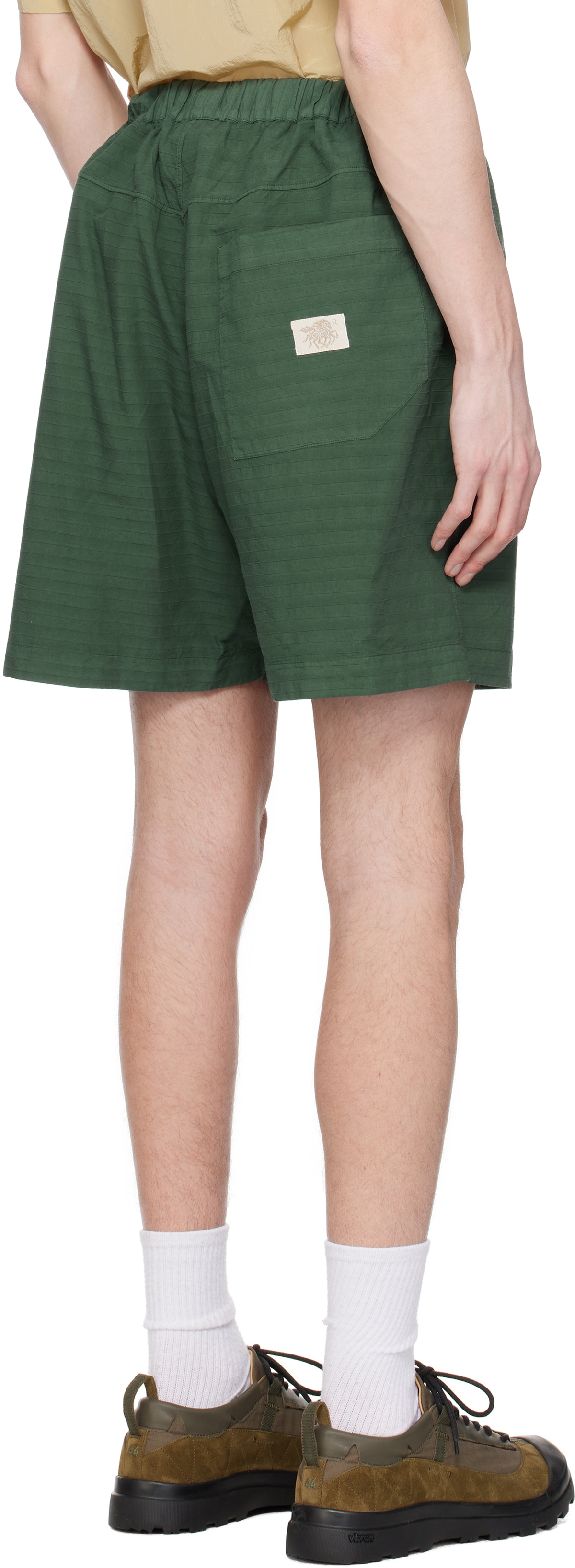 RANRA Green Stroller Stripy Cotton Shorts