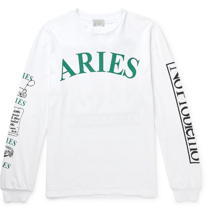 Photo: Aries - Printed Cotton-Jersey T-Shirt - White