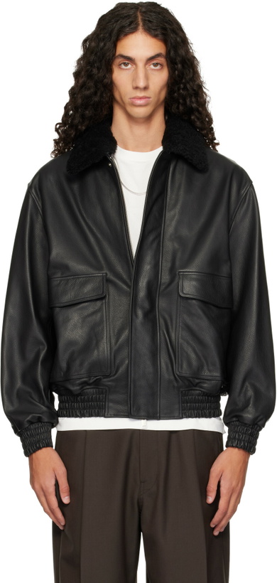 Photo: Arma Black Bari Leather Bomber Jacket