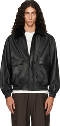 Arma Black Bari Leather Bomber Jacket