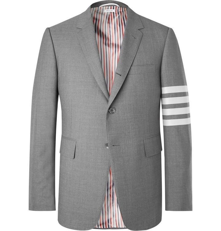 Photo: Thom Browne - Grey Slim-Fit Striped Wool Suit Jacket - Gray