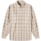 Auralee Men's Check Shirt in Light Beige Check