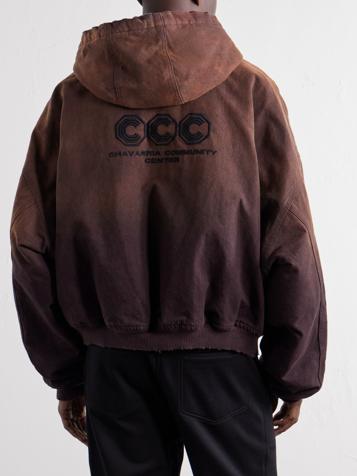 Willy Chavarria - Juggernaut Logo-Embroidered Ombré Cotton-Canvas Bomber Jacket - Brown