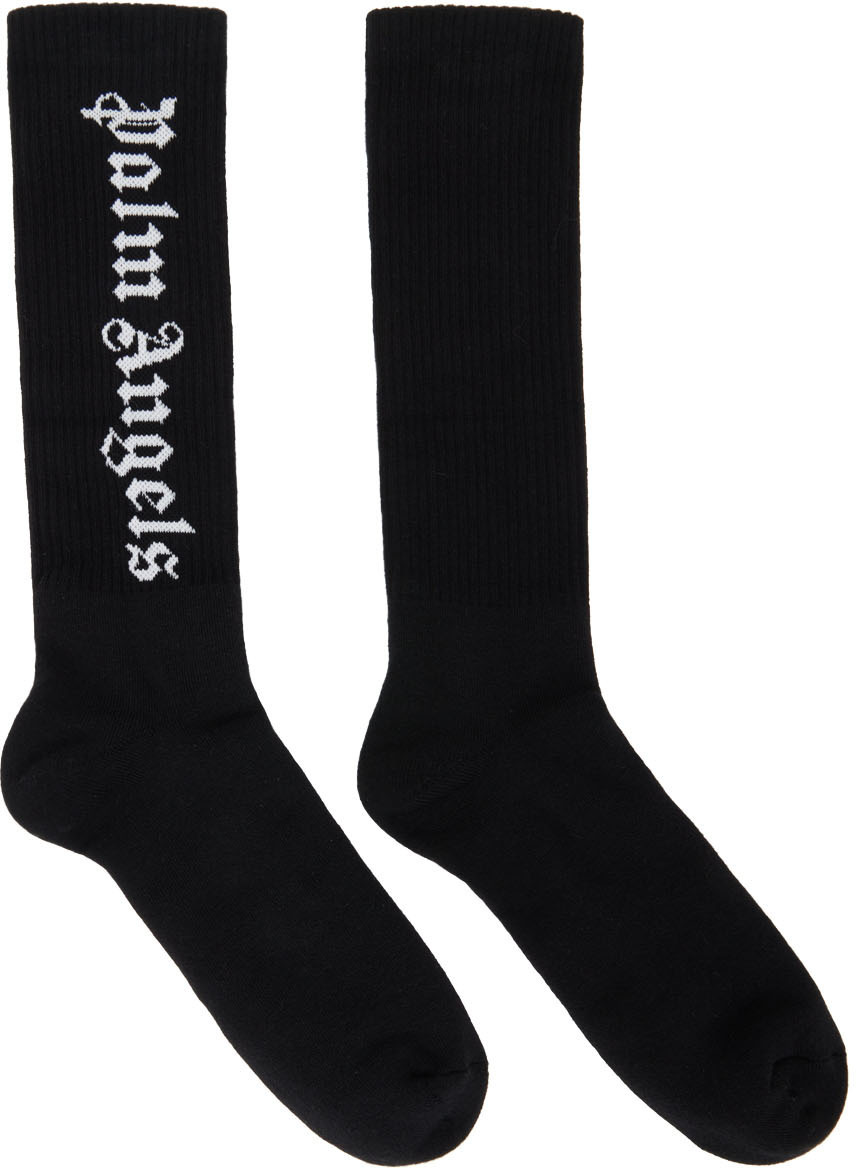 Palm Angels Black Logo Socks Palm Angels