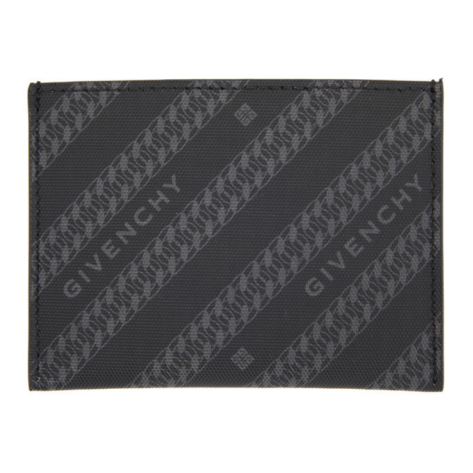 Photo: Givenchy Black and Grey Diagonal Logo Card Holder