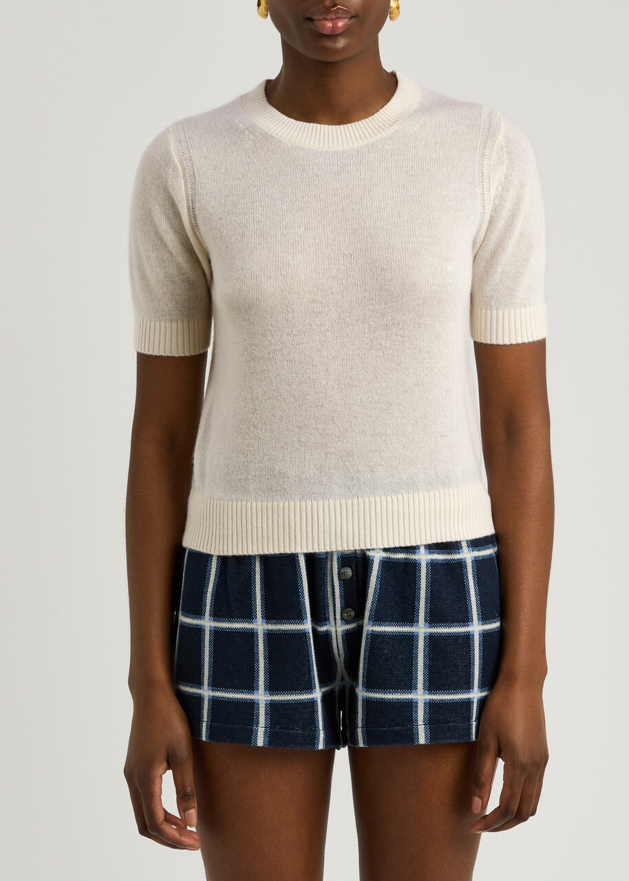 Guest In Residence Knitted Cashmere T-shirt Cream