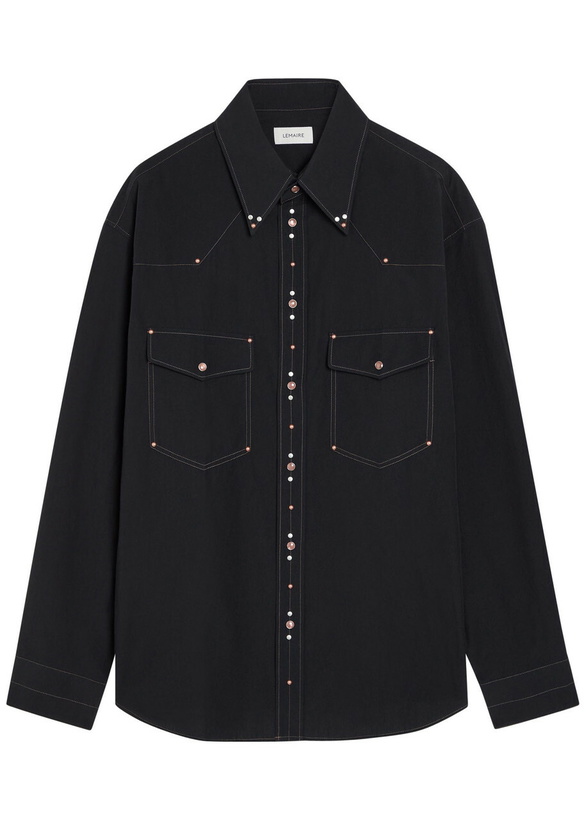 Photo: Lemaire Stud-embellished Cotton-poplin Shirt Black