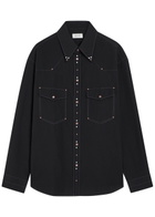 Lemaire Stud-embellished Cotton-poplin Shirt Black