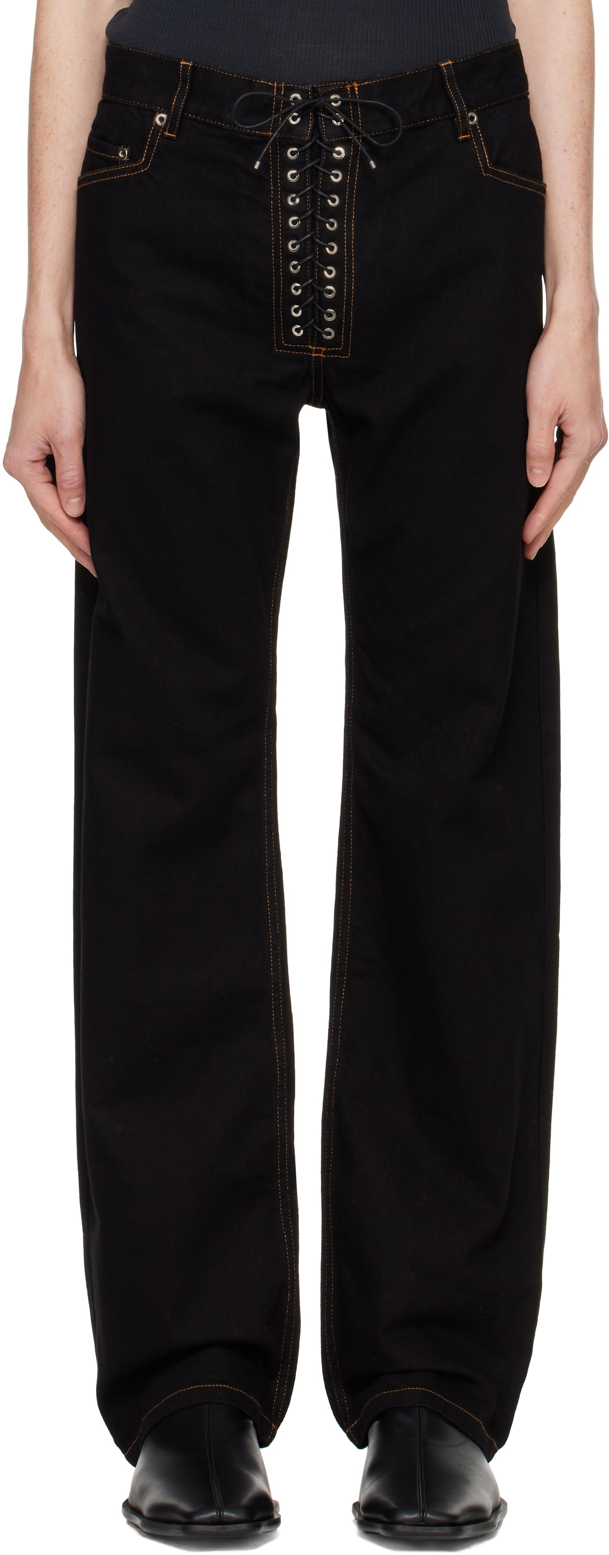 Ludovic de Saint Sernin Indigo Lace-Up Jeans Ludovic de Saint Sernin