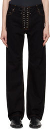 Ludovic de Saint Sernin Black Straight Legs Lace Up Jeans