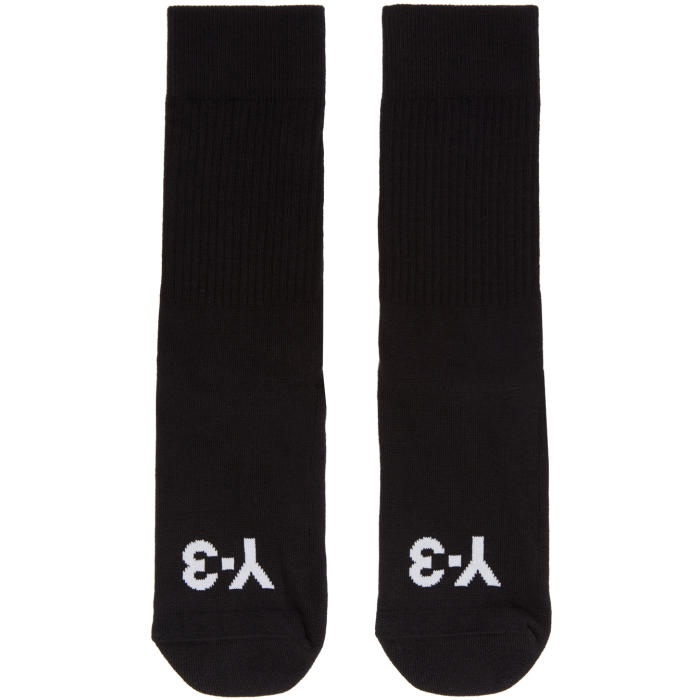 Photo: Y-3 Black Logo Stripe Socks 