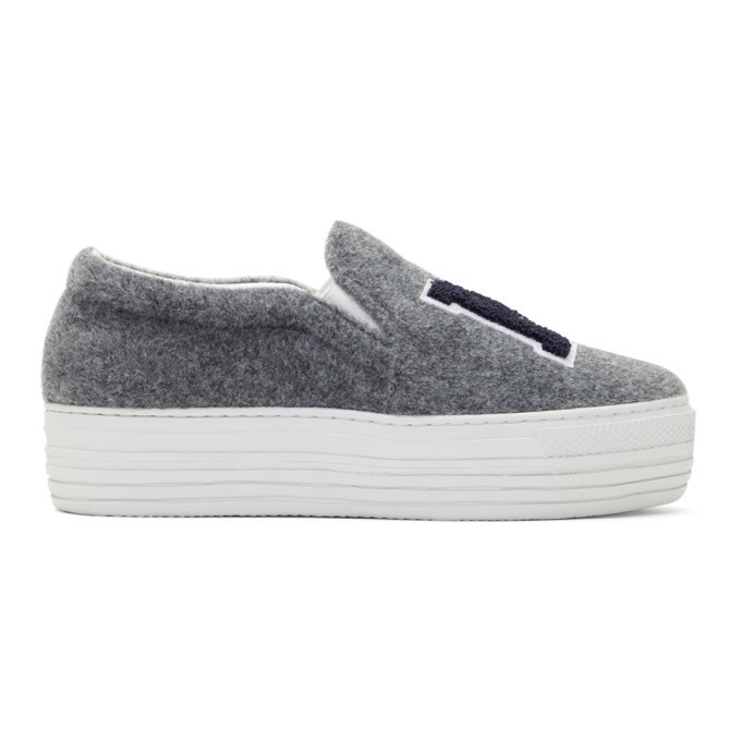 Photo: Joshua Sanders Grey Felt NY Platform Slip-On Sneakers