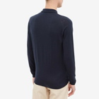 John Smedley Men's Merino Long Sleeve Knit Polo Shirt in Midnight