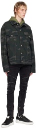 Balmain Khaki Printed Denim Jacket