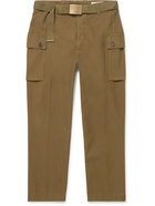 OFFICINE GÉNÉRALE - Maxence Belted Garment-Dyed Cotton Cargo Trousers - Green