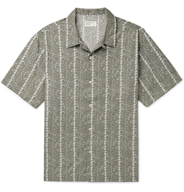 Photo: Universal Works - Camp-Collar Printed Cotton-Poplin Shirt - Green