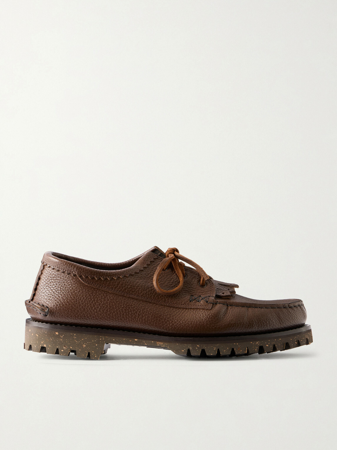 Yuketen - Italian Blucher Full-Grain Leather Boat Shoes - Brown