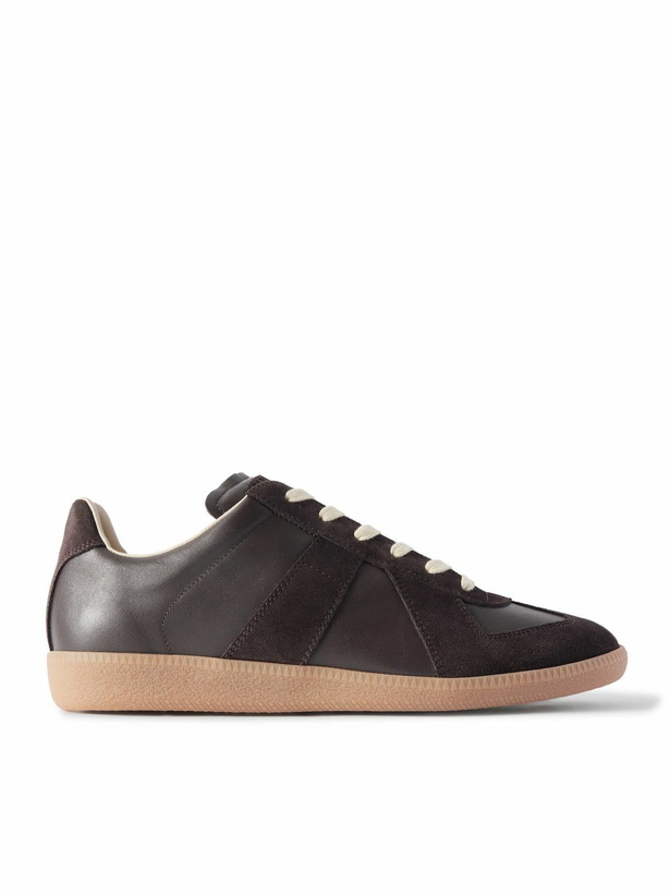Photo: Maison Margiela - Replica Leather and Suede Sneakers - Brown