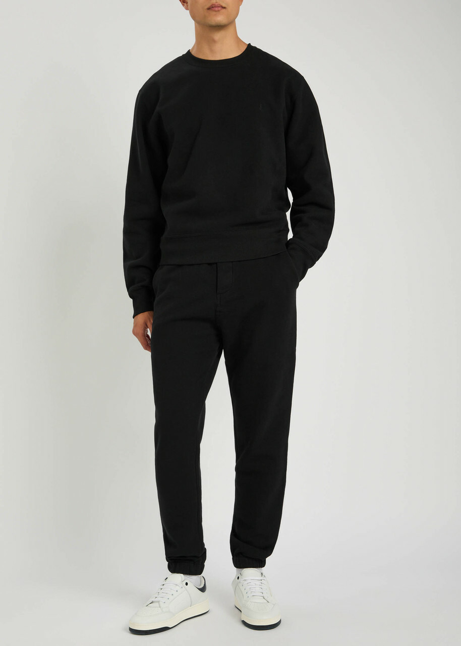 Saint Laurent Logo-embroidered Cotton Sweatpants Admiral
